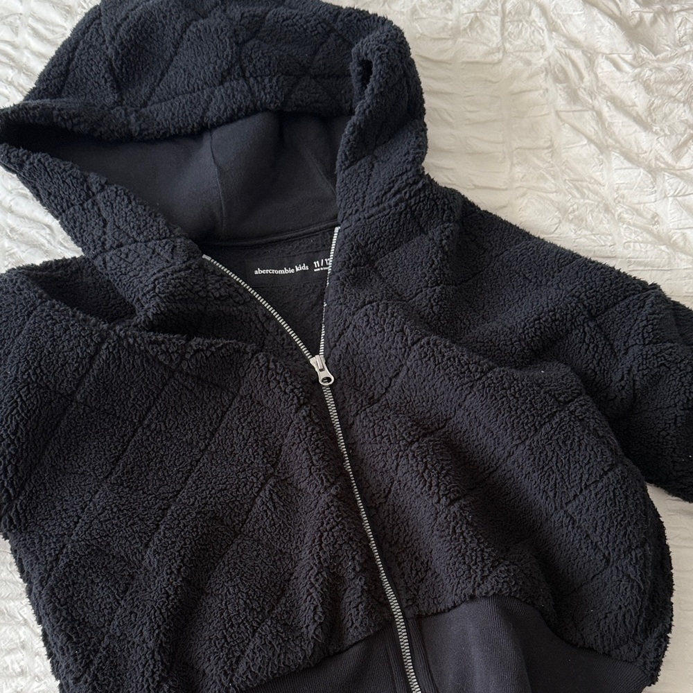 abercrombie kids Black Sherpa Zip-Up Hoodie